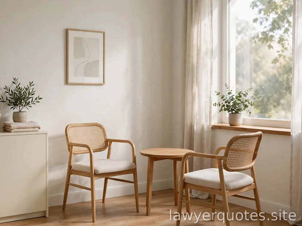 Empty bright consultation room with two chairs and soft window light, calm, no people