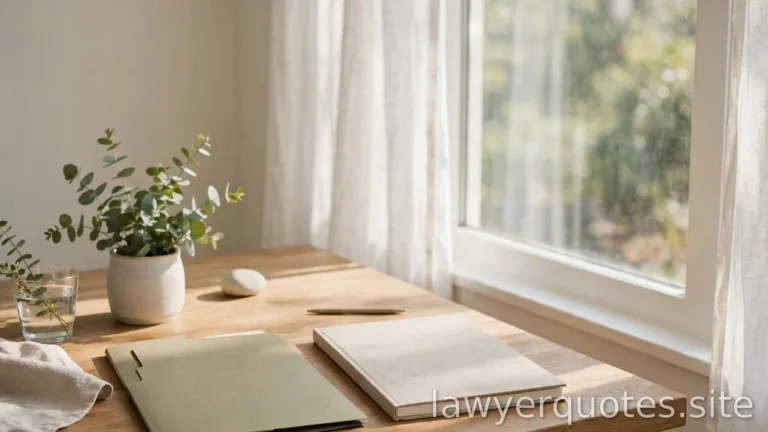 Calm sunlit office desk with a blank notebook and a closed folder, fresh-start motif, daylight, no legible text