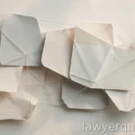 Abstract composition of connected document shapes in calm tones suggesting a network, no text