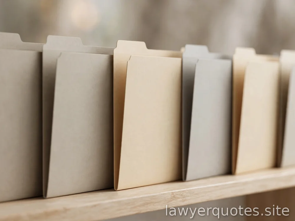 Orderly row of blank file folders on a light shelf, shallow depth of field, no legible text