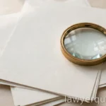 A magnifying glass resting on blank official-looking papers on a calm desk, no legible text or seals