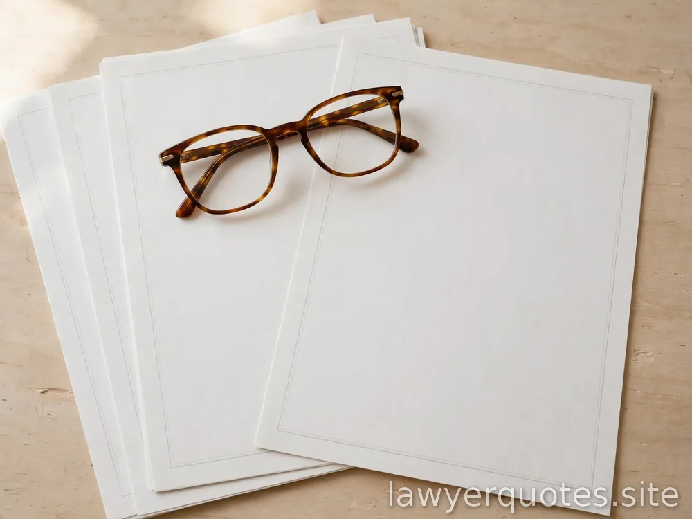 Reading glasses over blank contract-style pages on a light desk, no legible text