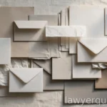 Abstract composition of layered blank envelopes and papers in calm tones, no text