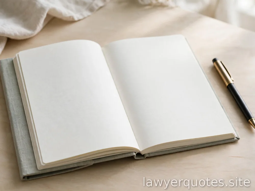 A dated journal with blank pages beside a pen on a calm desk, no legible text