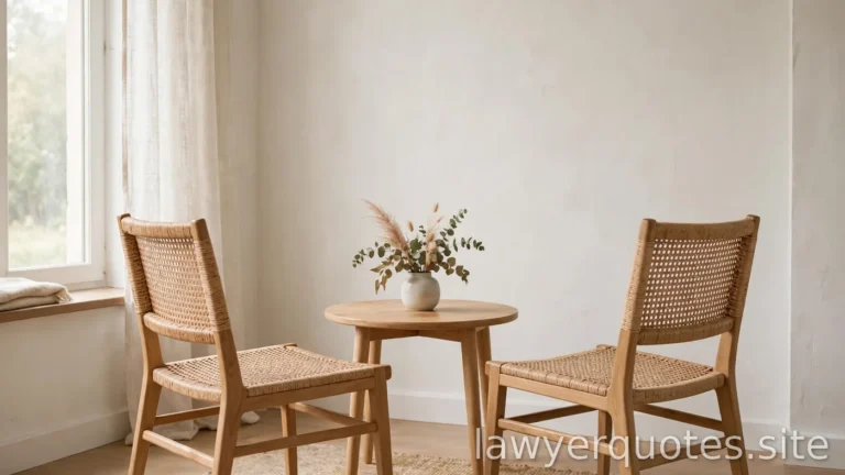 Two empty chairs facing each other across a small table in a bright neutral room, calm, no text