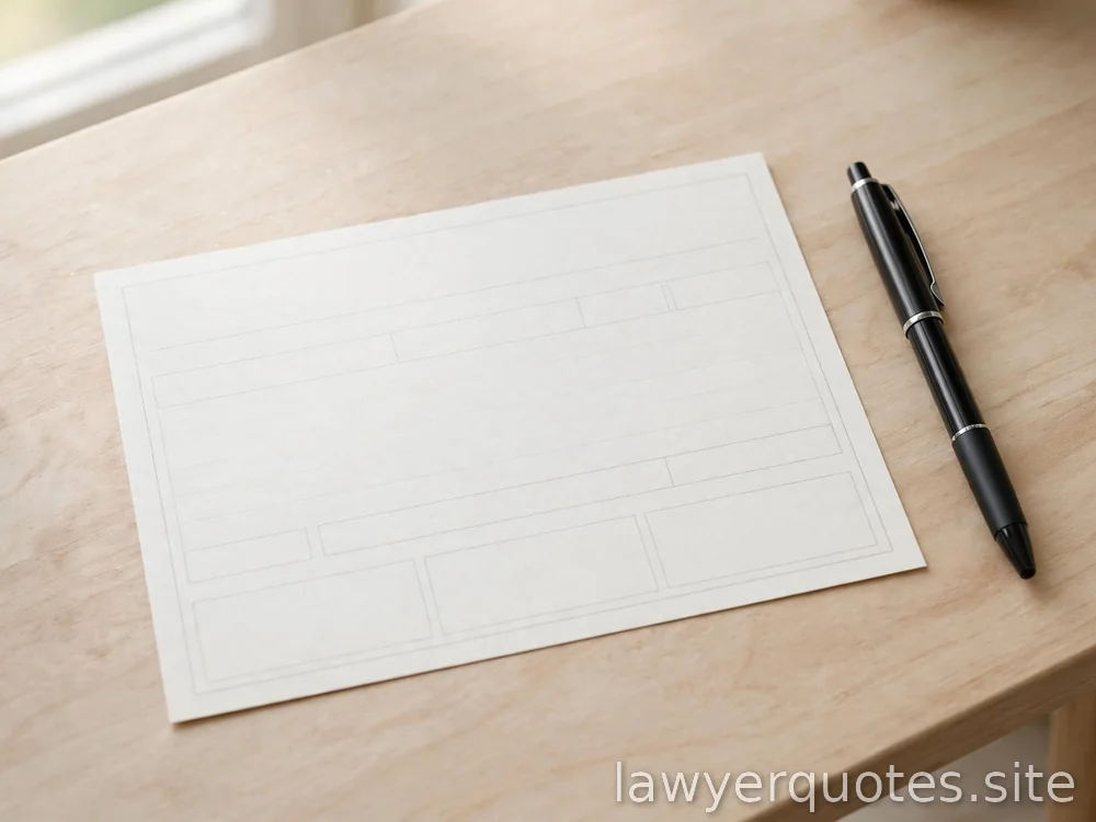 Blank appointment-card-style paper on a desk beside a pen, no legible text