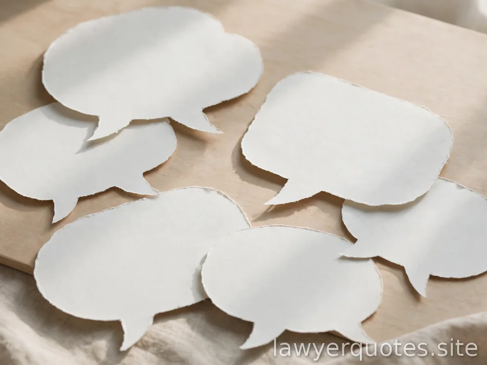 Blank speech-bubble-like abstract shapes on paper in soft light, no text