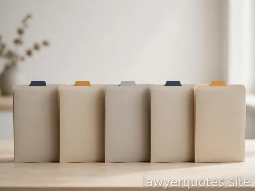 Blank folders with color tabs (no legible words) in a neat row, no text