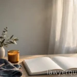 Bright sunrise-style desk with an open blank notebook, fresh-page motif, no text