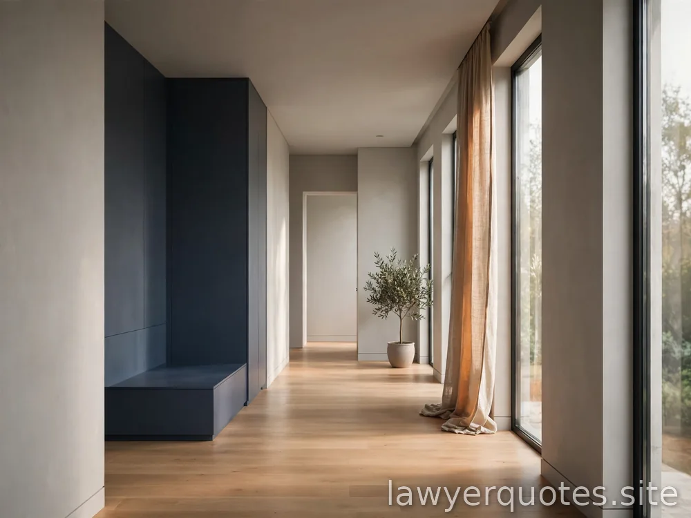 Empty bright hallway with soft light suggesting a new space, calm, no people
