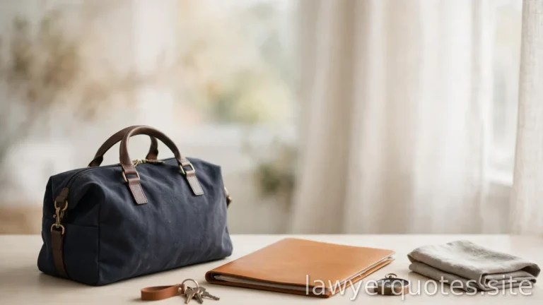 A small travel bag beside a closed folder on a bright desk, journey motif, no text