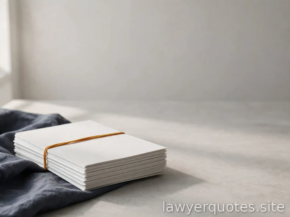 Blank document stack tied with a simple band on a calm desk, no legible text